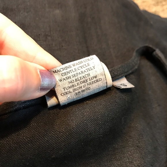 Vintage Linen Shirt Lagenlook Black Linen Small - Picture 8 of 8